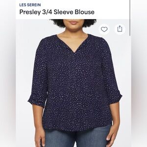 Stitch Fix plus size navy blue blouse, brand new w/ tags